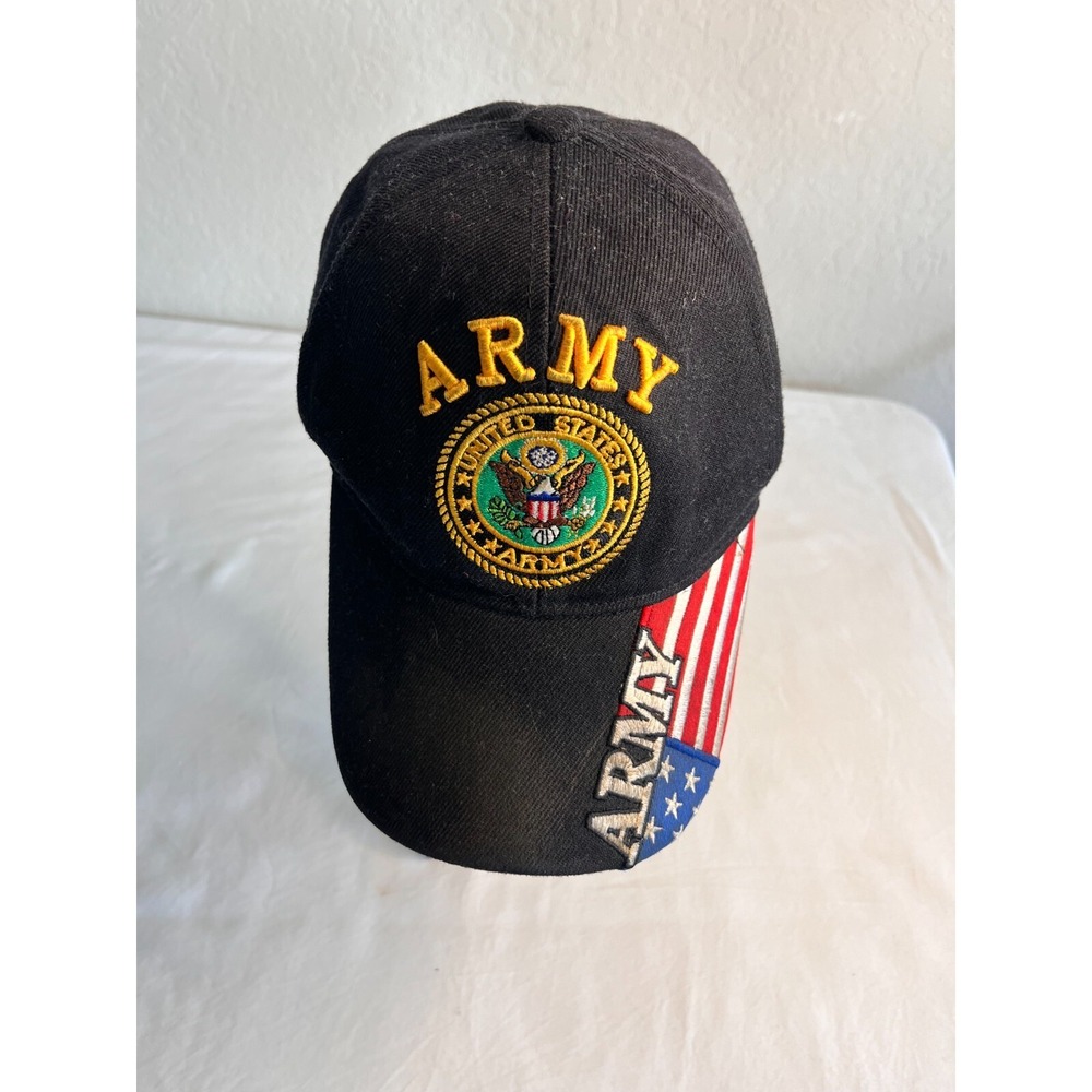 U.S. Warriors Army Baseball Cap Men OSFM Black‎ Embroidered Seal Flag Hat